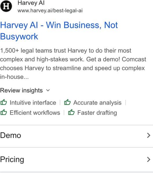 Harvey Google ad: