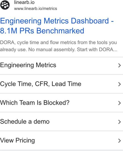 LinearB Google ad: