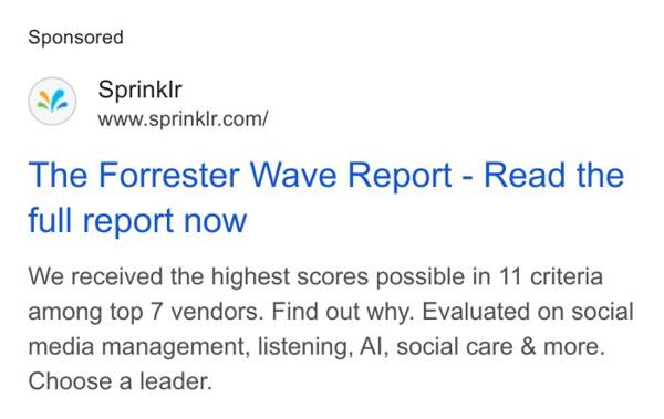 Sprinklr Google ad: