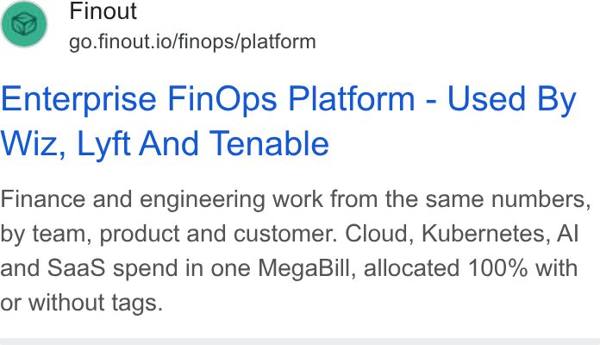 Finout Google ad: 