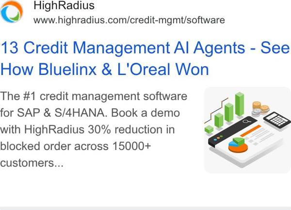 HighRadius Google ad: Search text ad