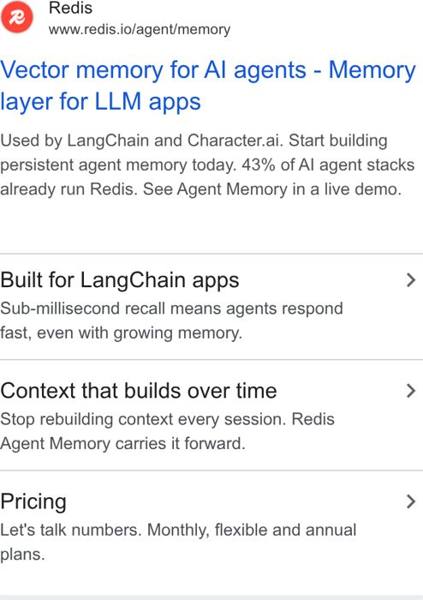 Redis Google ad: 