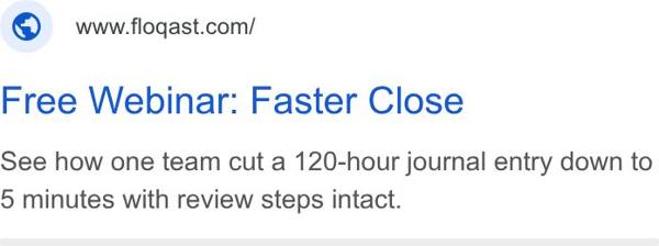 FloQast Google ad: 