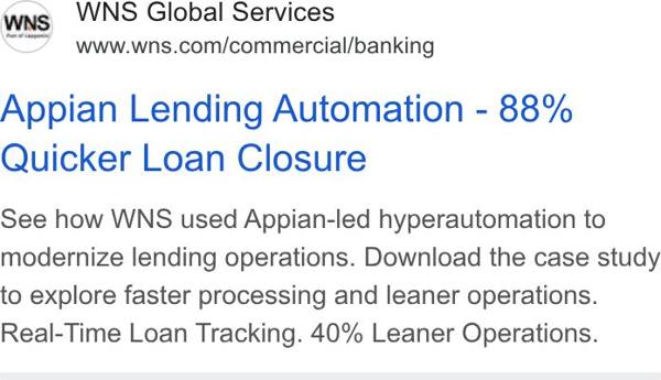 WNS Google ad: