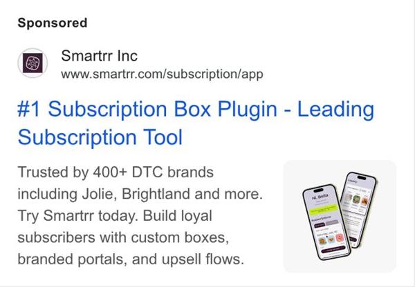 Smartrr Google ad: