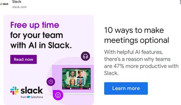 Slack Google ad: