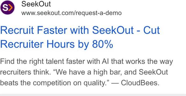 SeekOut Google ad: 