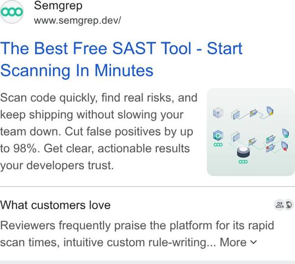 Semgrep Google ad:
