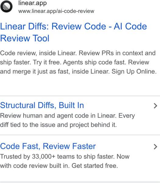 Linear Google ad: