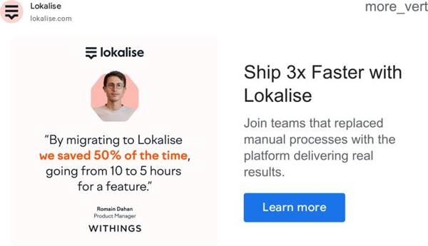 Lokalise Google ad: 
