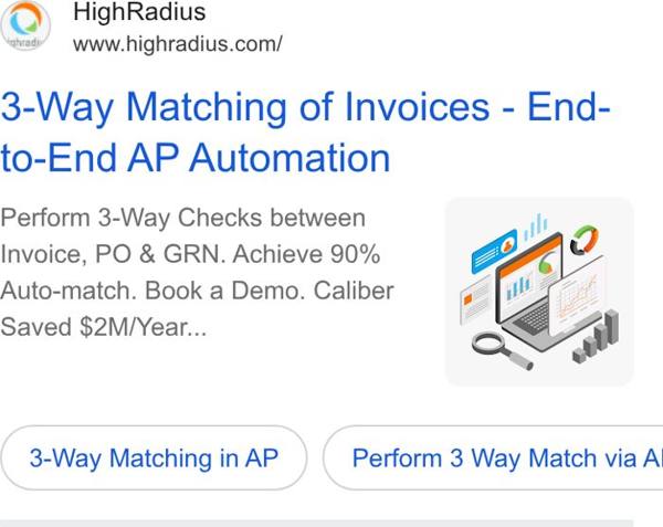 HighRadius Google ad: 