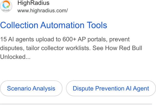 HighRadius Google ad: 