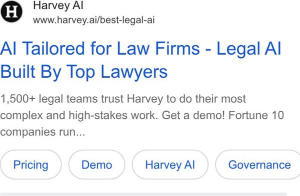 Harvey Google ad: