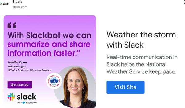 Slack Google ad: