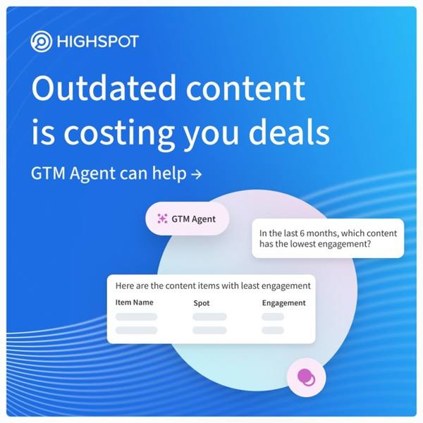 Highspot LinkedIn ad: Stop creating more content. Start optimizing it.