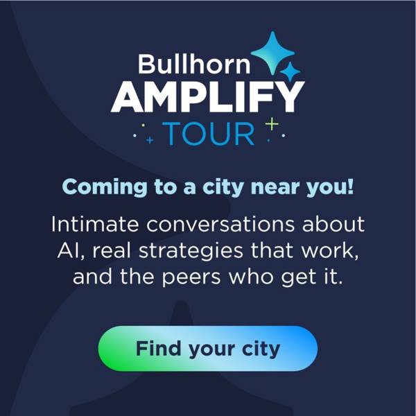 Bullhorn LinkedIn ad: Intimate conversations on what actually works with AI, plus exclusive access to Bullhorn Amplify.