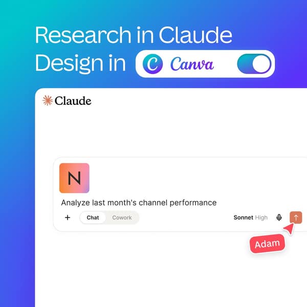 Canva LinkedIn ad: The most pluggable platform for AI design 🤩 Plug Canva into Claude to create fully editable, on-brand designs at scale.