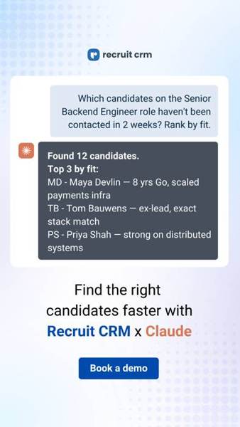 Recruit CRM Meta ad: Book a demo