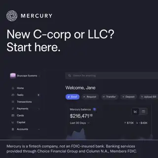 Mercury Meta ad: Built for LLCs and C-corps