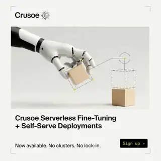 Crusoe Meta ad: No clusters. No lock-in. Fine-tune and deploy in one platform. Now generally available.