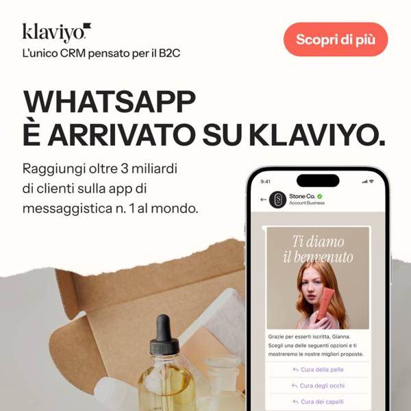 Klaviyo Meta ad: Conversazioni WhatsApp che convertono