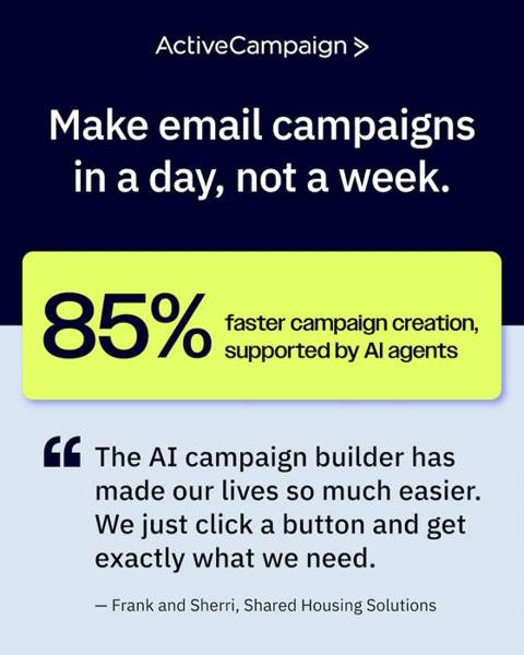 ActiveCampaign Meta ad: Built to deliver better outcomes, faster.