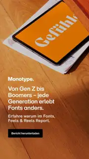 Monotype Meta ad: Boomer bis Gen Z: Wie sich ihre Haltung zu Schrift unterscheidet. Jetzt Report lesen.