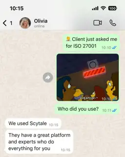Scytale Meta ad: Prospect asking for ISO 27001? We have the software and experts to get you compliant fast, and keep you compliant. The best part? We do all the heavy lifting.