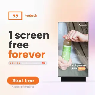 Yodeck Meta ad: Start free today (No Card)