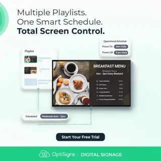 OptiSigns Meta ad: Digital Signage Software with Easy Scheduling