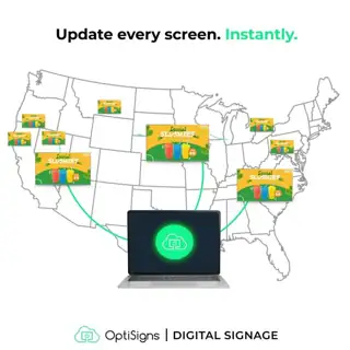 OptiSigns Meta ad: Deploy Promos Nationwide Instantly