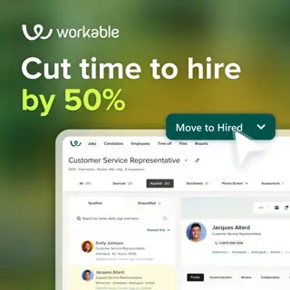 Workable Meta ad: Less admin. Faster hires.