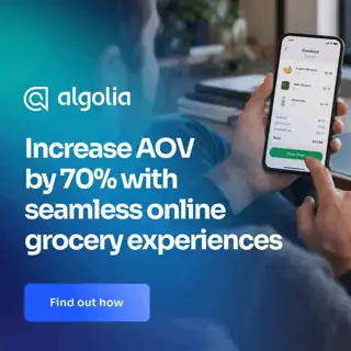 Algolia Meta ad: Grow margins and cart sizes with AI search for grocery.