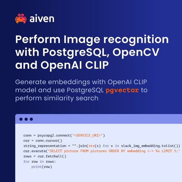 aiven.io Reddit ad: Need to perform vector similarity queries but afraid of onboarding a new tool? We got you covered! With PostgreSQL® pgvector you can extend your standard SQL queries with vector similarity to take your loved database in the AI world. This tutorial will teach you how it works.